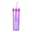 Double-Layer Skinny Custom Transparent Straw Tumbler - 16 oz.