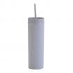 Skinny Frosted Rubber Paint Plastic Straw Custom Tumbler - 16 oz.