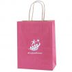 Custom Tinted Kraft Finish Breast Cancer Awareness Promo Shopping Bag - 8"w x 10"h x 4.75"d