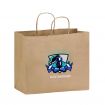 Custom Full Color Imprinted Natural Kraft Promotional Shopping Bag - 12.5" w x 4.5" gussets x 10.5" h