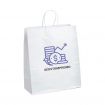 Promotional White Kraft Custom Logo Shopping Bag - 13"w x 15.75"h x 6"d