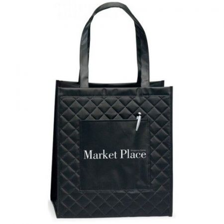 Custom SoHo Quilted Promotional Shopping Tote - 13"W x 15"H x 8"D