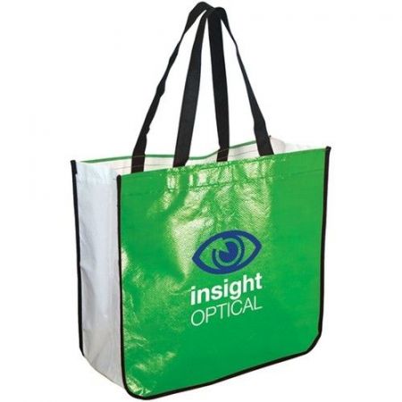 Recycled Laminated Non-Woven Custom Tote Bag 16.25"W x 14.5"H x 6.75"D