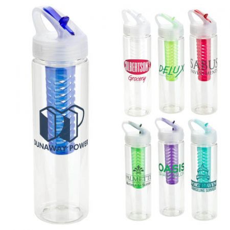 Personalized 25 oz PET Eco-Polyclear Infuser Bottle with Flip-Up Lid