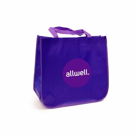 Large laminated Grocery Tote with heat transfer logo