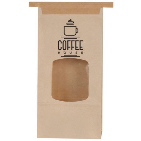 Kraft Paper Coffee Bag with Window-Foil Stamp