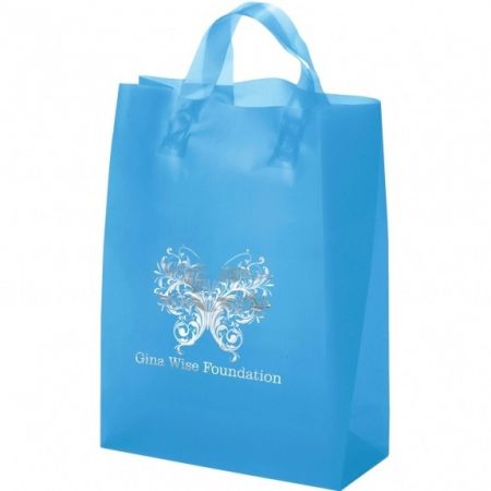 Translucent Frosted Promo Shopping Bag - 10"w x 13"h x 5"d - Foil Imprint