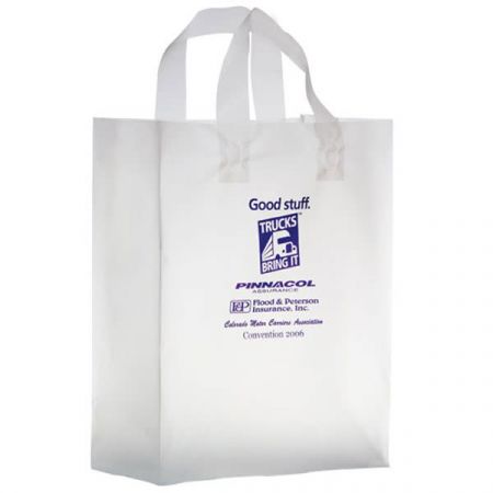 Imprinted 10 x 13 Clear Frosted Shopping Bag with Gusset