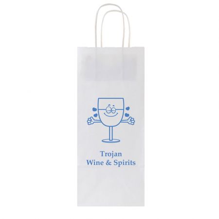 White Kraft Wine Shopping Bag - 5.5 x 3.25 x 12.5 inch