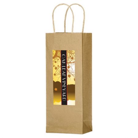 Natural Kraft Paper Wine Tote - 5.75" W x 3.5" Gussets x 12.5" H