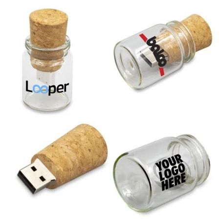 Custom Glass Bottle USB Flash Drive Corporate Giveways Gift
