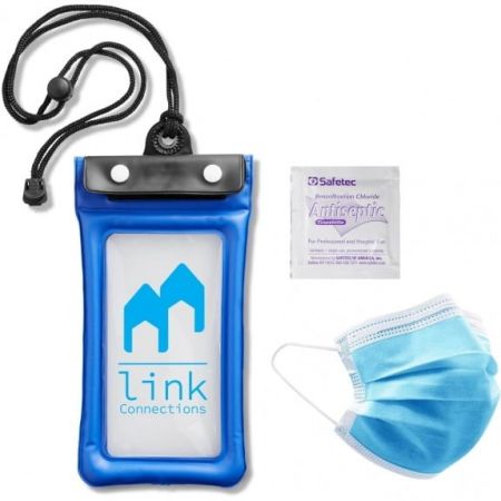 Waterproof Cell Phone Pouch Promotional Care Kit w/ Lanyard