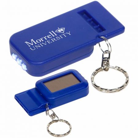Promotional Solar Powered Light and Whistle Keychains