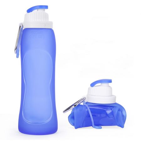 Soft Silicone Logo Custom Folding Water Bottle - 17 oz.