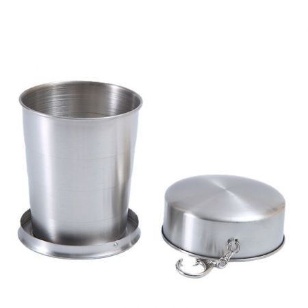 8.5 oz. Stainless Steel Collapsible Water Cup with Carabiner