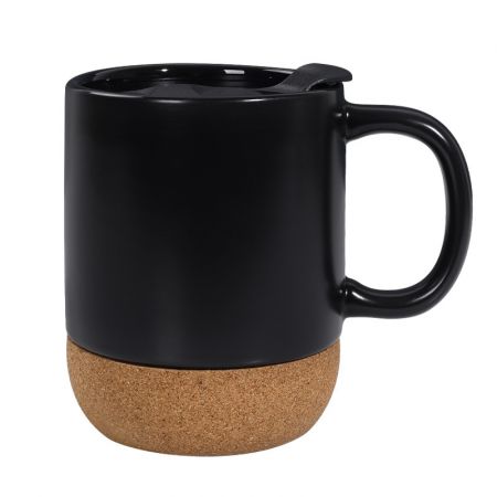 Cork Bottom Logo Custom Travel Coffee Mug with Lid - 12 oz.