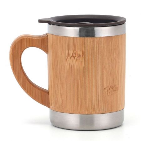 13.5 oz. Imprinted Bamboo Coffee Mug with Lid