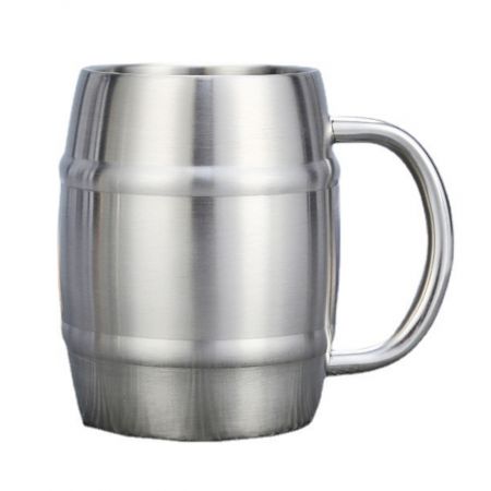 Double Wall Stainless Custom Beer Cup Drum Coffee Mug - 14 oz.