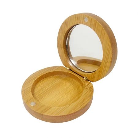 Imprinted Bamboo Pocket Mirror with Storage Box