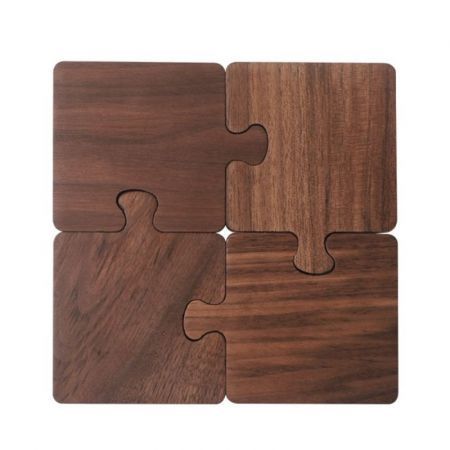 4-Piece Wood Puzzle Promotional Beer Coaster Set