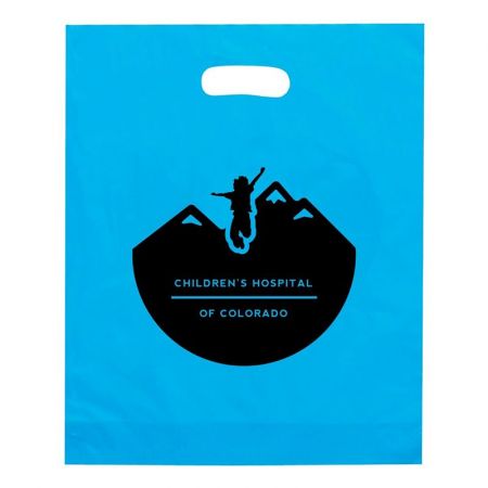 Promotional Frosted Handle Custom Plastic Die Cut Bag - 12"W x 15"H x 3"D