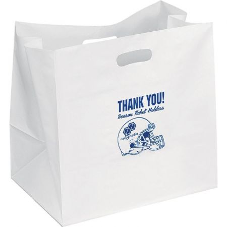 Promotional Carry-Out Custom Die Cut Plastic Bag - 10.25"W x 14"H x 10"D