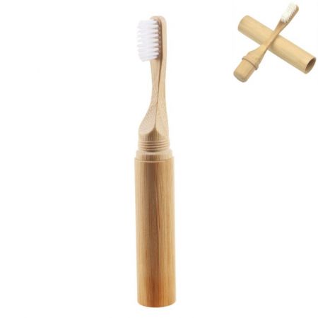 Two-Piece Potable Imprinted Bamboo Toothbrush