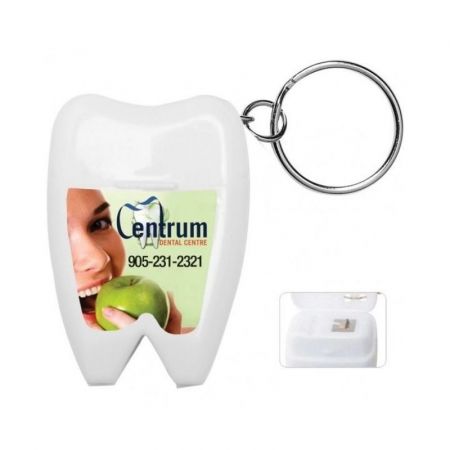 Custom Dental Floss Dispenser Keyring Tooth Shaped