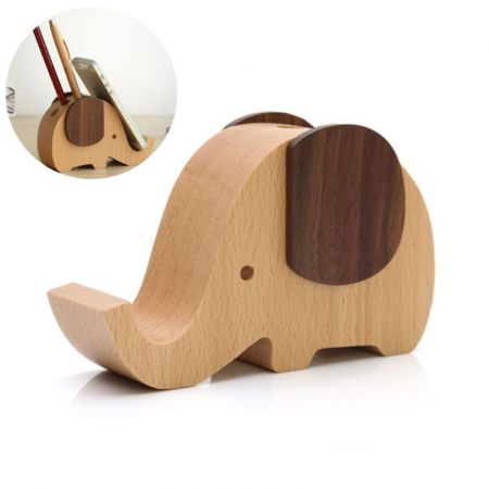 Wood Elephant Phone Stand Custom Desktop Holder