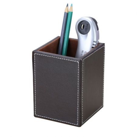 Round Leather Personalized Pen Holder