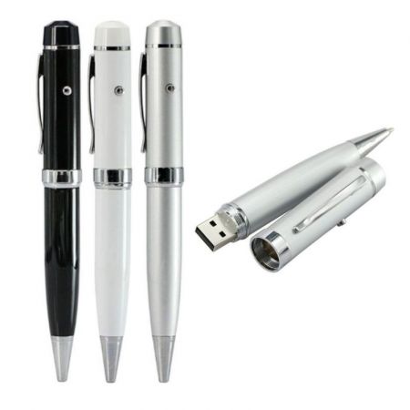 Metal Custom USB Flash Drive with Twist Ballpoint Pen and Laser Pointer