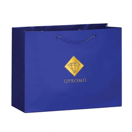Foil Stamped Custom Gloss Laminated Promotional Euro Tote Paper Bags - 17"w x 12.5"h x 5.5"d