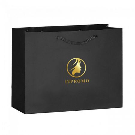 Foil Stamped Custom Matte Laminated Finish Promotional Shopping Tote Paper Bag - 17"w x 12.5"h x 5.5"d
