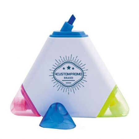 Custom Promotional Lumino Tri Color Triangle Logo Imprinted Highlighter