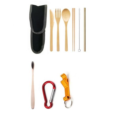 Imprinted Bamboo Utensils Cutlery Travel Set