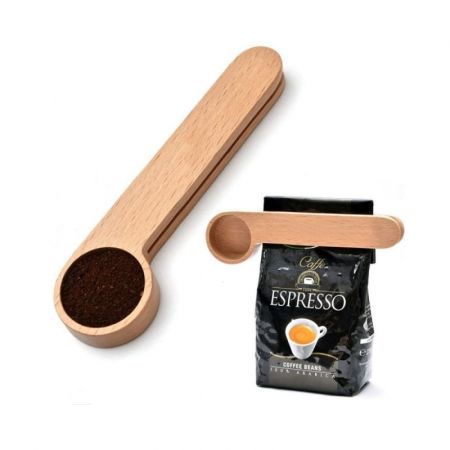 Wood Custom Coffee Scoop with Bag Clip