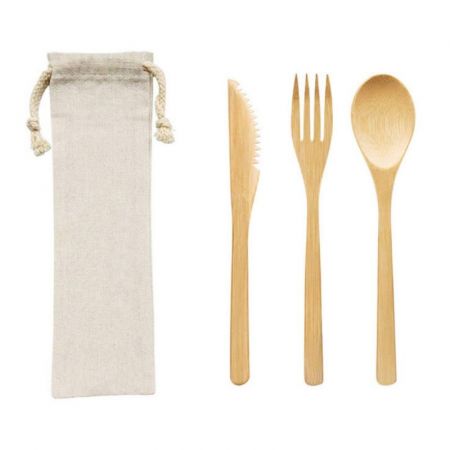 Bamboo Promotional Utensil Set with Travel Pouch
