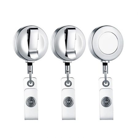 Round Dome Retractable Chrome ID Badge Holder