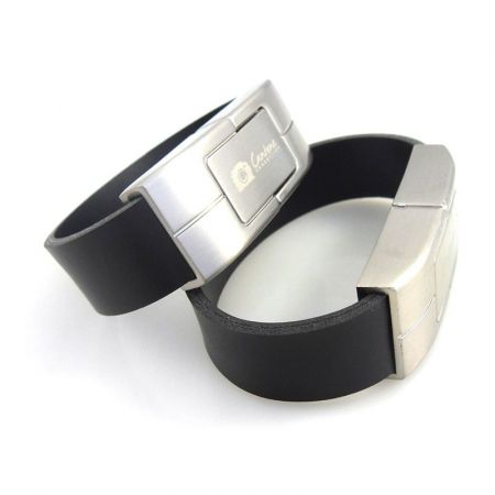 Custom Metal & Leather Wrist Band USB Bracelet Personalized Corporate Gifts