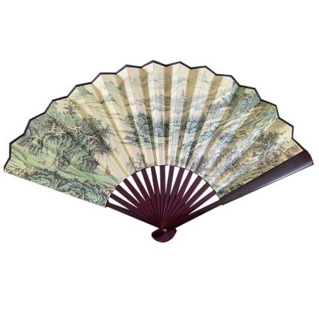 Double-sided Custom Paper Fan with Bamboo Frame