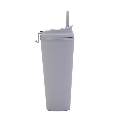 Flip-top Lid Double Wall Custom Frosted Straw Tumbler - 24 oz.