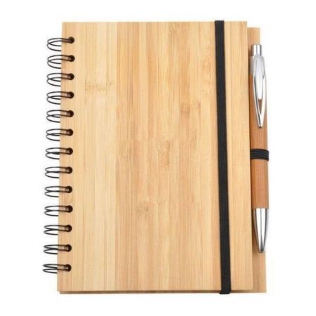 Bamboo Cover Imprinted B6 Notebook with Pen