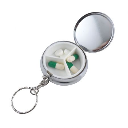 Metal Round One-day Pill Box Case with 3 Compartments