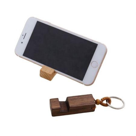Portable Wood Promotional Phone Stand Keychain