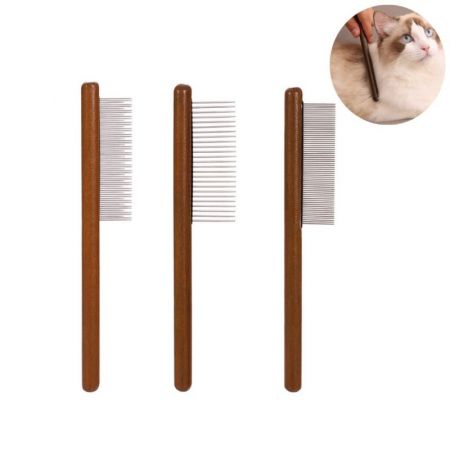 Solid Wood Logo Grooming Tool Custom Pet Comb
