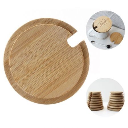 Bamboo Personalized Coffee Mug Lid with Spoon Hole