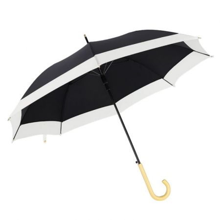 46" Windproof Two-tone Stick Umbrella with Wood Handle