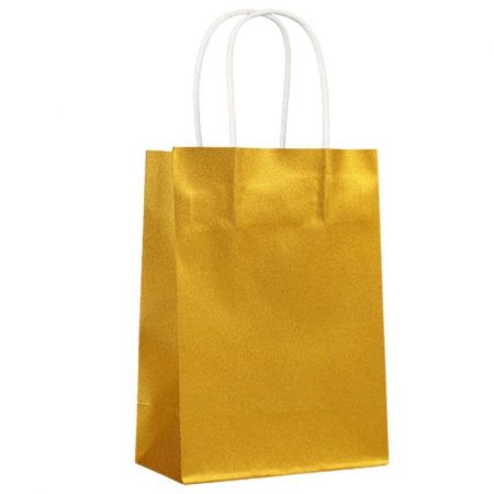 Foiled Glitter Kraft Paper Gift Bags - 6"w x 8.3"h x 3"d