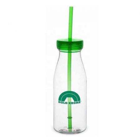 16 oz. Milk Bottle Style Logo Tumblers with Straw