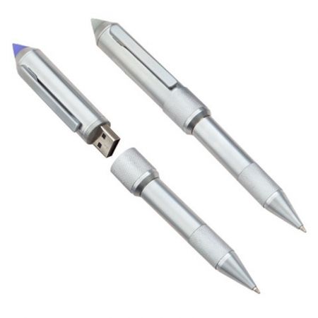 Imprinted Stainless Steel Stylus Custom USB Flash Drive with Ballpoint Pen